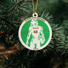 Football Jersey Christmas Ornament - Personalized Wooden Ornament