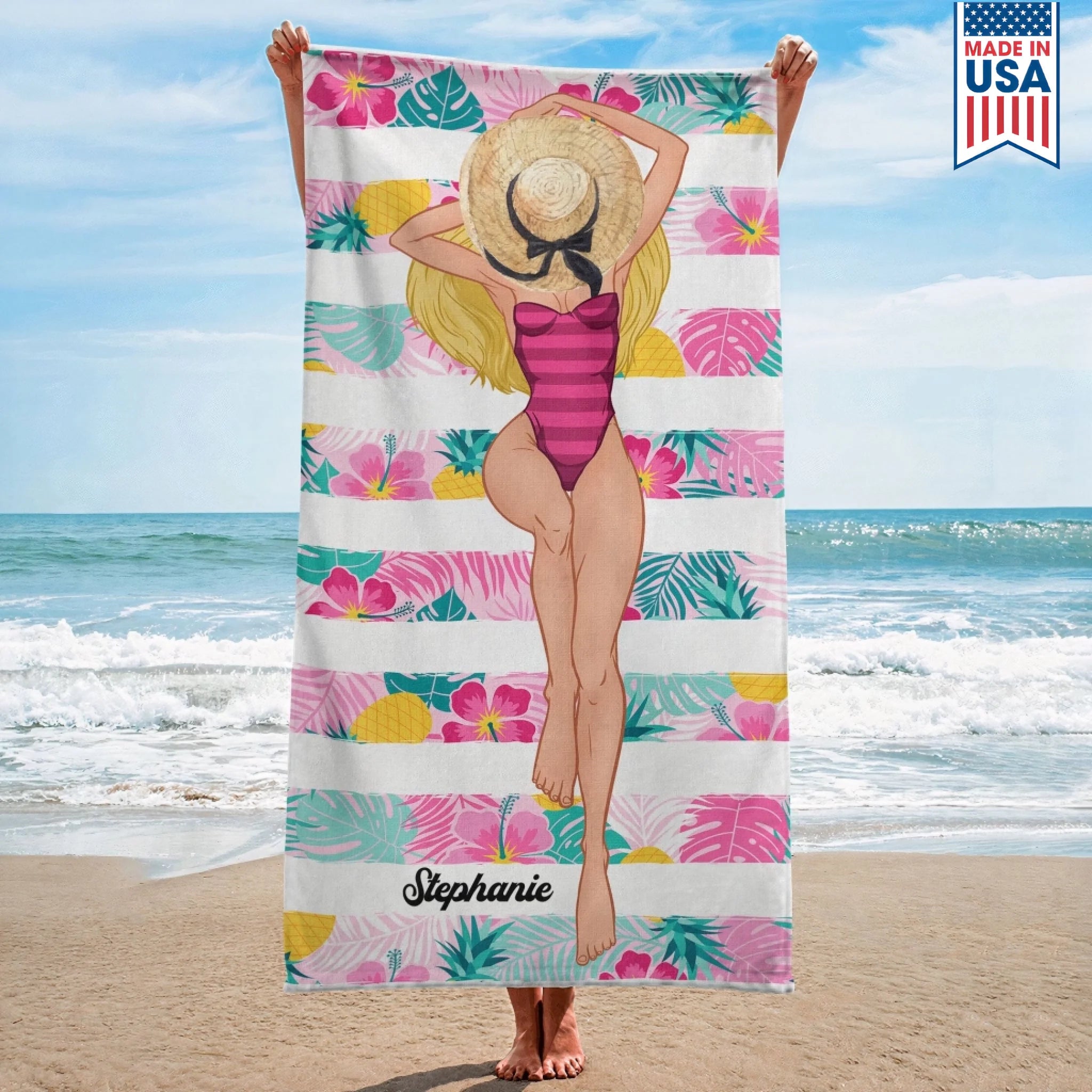 Dog-Floral-Toile-De-Jouy-Chinoiserie-French-Personalized-Quick-Dry-Beach-Towel-1