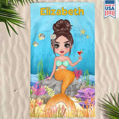 Dog-Floral-Toile-De-Jouy-Chinoiserie-French-Personalized-Quick-Dry-Beach-Towel-1